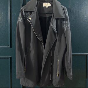 Michael Michael Kors Black Moto-Inspired Softshell Jacket tagged Large